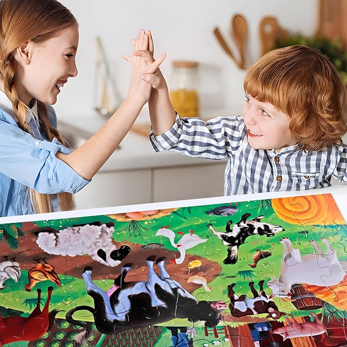 Jumbo Floor Puzzle for Kids, Farm Animals Jigsaw Large Puzzles, 48 Piece Barn - Image 6