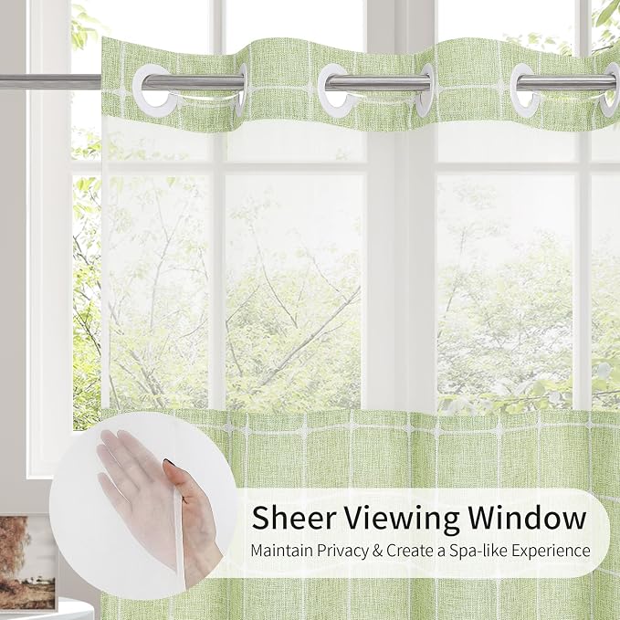 MitoVilla No Hooks Required Farmhouse Shower Curtain - Image 3
