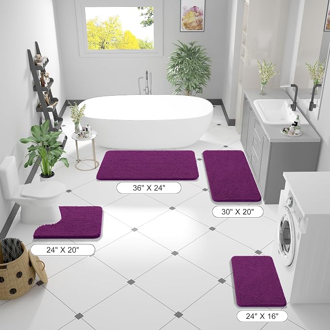 OLANLY Bathroom Rugs 44x24, Extra Soft Absorbent Chenille Bath Rugs, Rubber - Image 2