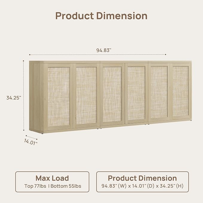 SICOTAS Rattan Buffet Sideboard - Image 2