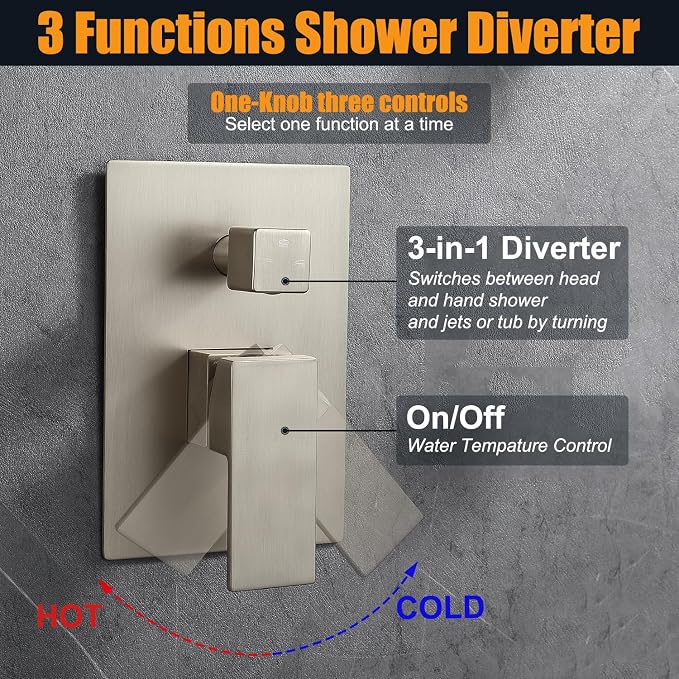 Enga Shower System with Body Jets 12 Inch Ceiling Mounted Rain Shower and - Image 6