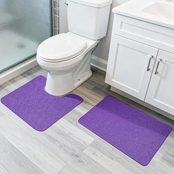 Bathroom Rugs Set 2 Pieces, Thin Bathroom Mats, Toilet Rugs, Quick Dry by BosapDirect