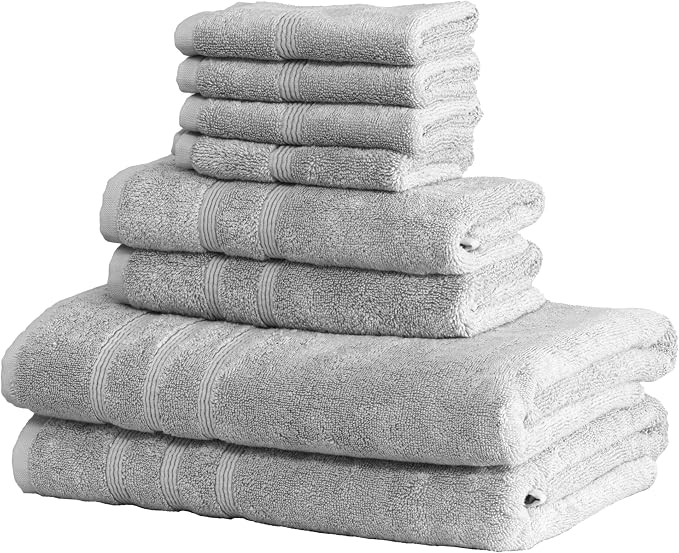 Mosobam Luxury Turkish 8pc Towel Set 30X58 16X30 13X13 Light Grey 700 GSM by Mosobam