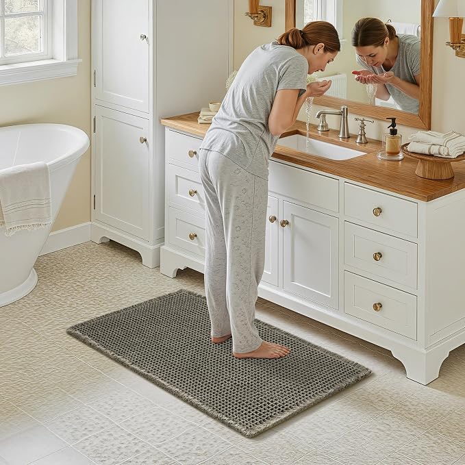 GRANNY SAYS Waffle Bath Mat 24" x 36", Boho Bathroom Rugs Non Slip Washable - Image 7