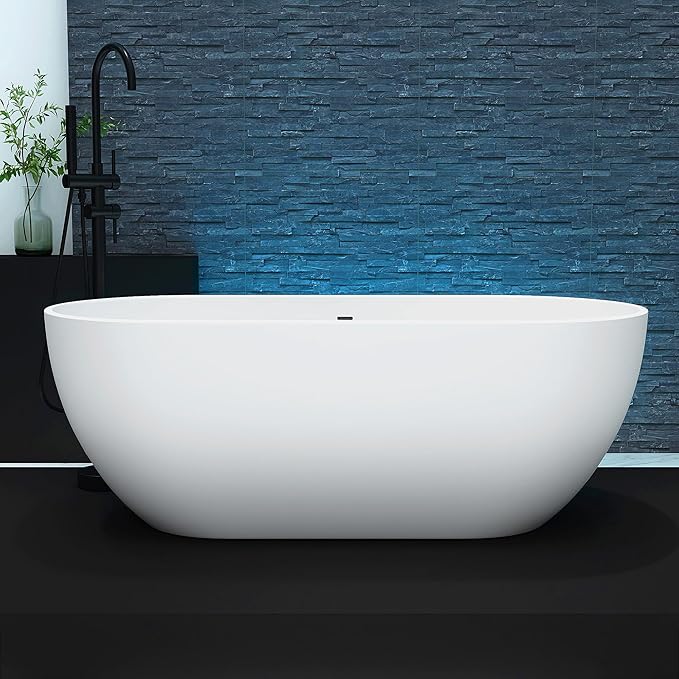 59'' Freestanding Tubs Bathtub Bathroom Solid Surface Resin Stone Bathtubs by MEDUNJESS