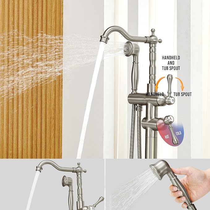 Freestanding Tub Faucet Sets, JetsBath Floor Mount BathTub Filler - Image 3