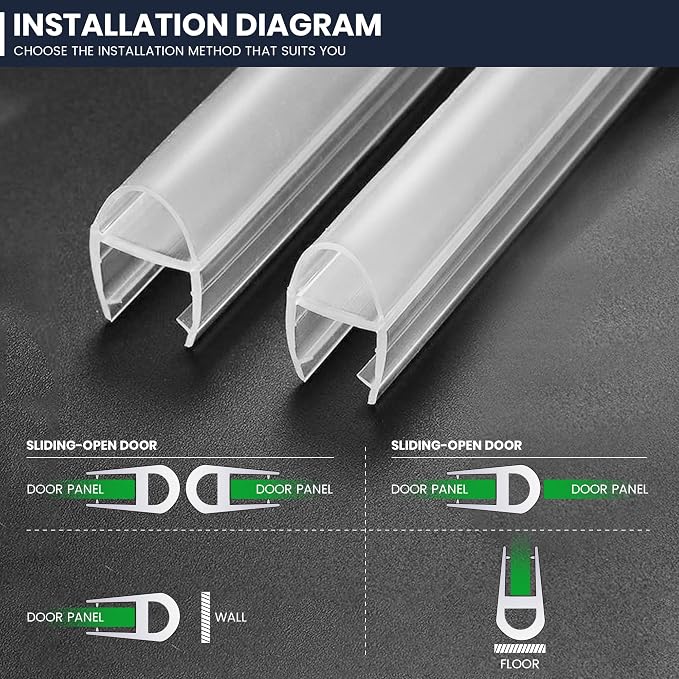Shower Glass Door Side Seal, for 1/2" Thick Frameless Glass Door, to Stop Water - Image 4