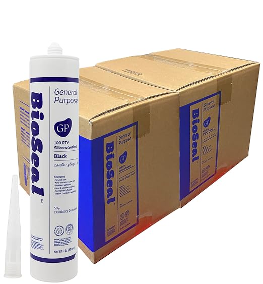 Black BioSeal 100% Silicone Sealant Caulk General Purpose, Waterproof and No by BladeDepot