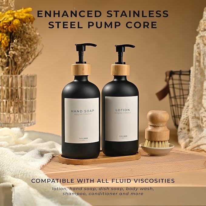 Maisonovo Glass Soap Dispenser Bathroom Set | Hand Soap and Dish Soap Dispenser - Image 4