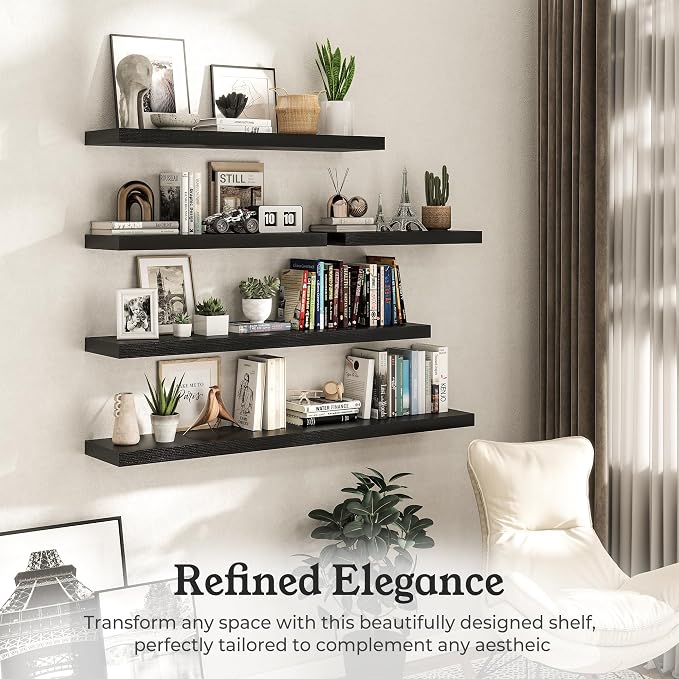 Floating Shelves for Wall, 9.3" Deep Wall Mounted Wood Shelves for Bathroom - Image 5