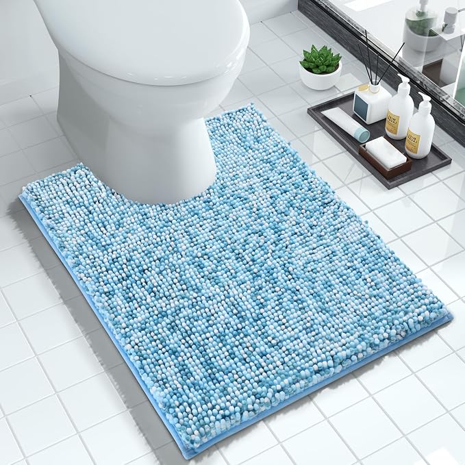 Yimobra Luxury Chenille U-Shaped Toilet Rug, Super Soft Shaggy Contour Bath Mat by Yimobra