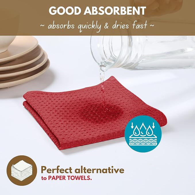Native Fab Waffle Weave Dish Towels 12 Pack, 100% Cotton Kitchen Dishcloths - Image 2