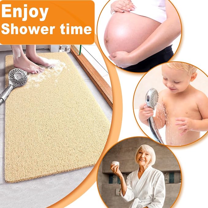 Shower Mats Non Slip for Elderly, 24x47’’Extra Lager Loofah Bath Mats for Shower - Image 5