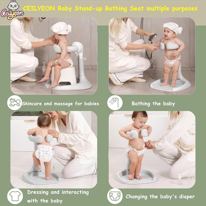 Baby Bath Stand, Foldable & Adjustable 5 Levels Infant Bath Seat, Upgraded Bath - Image 6