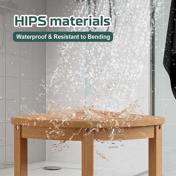 Waterproof Corner Shower Stool for Inside Shower, Poly Lumber Shower Bench Seat - Image 6