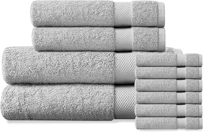 Delara Organic Cotton Luxuriously Plush Bath Towel 10 Piece Set|GOTS & Oeko-TEX by Delara