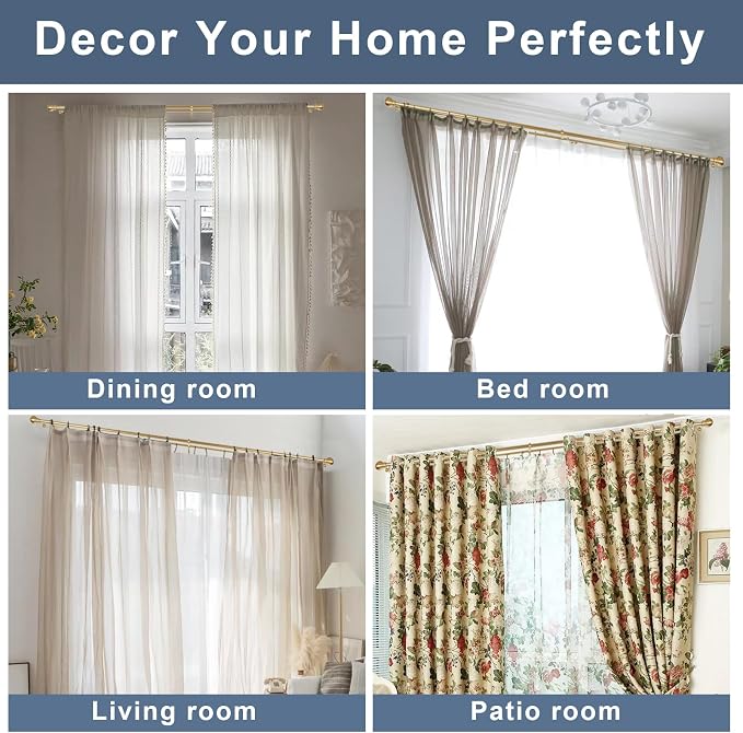 Double Curtain Rod, Adjustable 1 inch Double Drapery Rod Rods - Image 6
