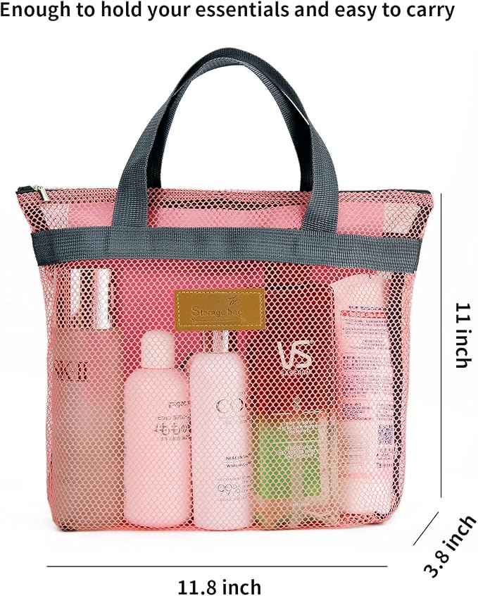 Mesh Shower Caddy Bag Portable Hanging Toiletry and Bath Organizer - Image 5