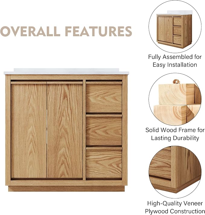 WELLFOR 36" Bathroom Vanity - Image 3