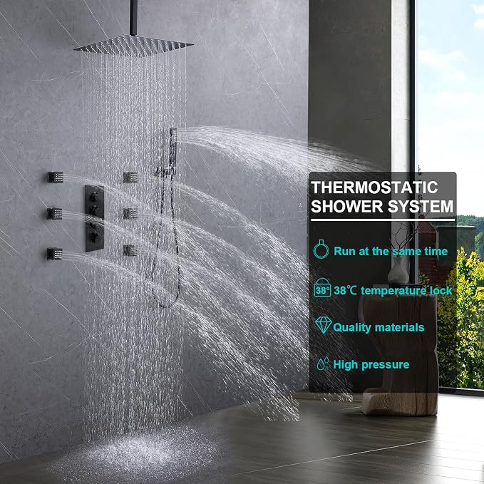 Enga Thermostatic Shower System 16 inch Rain Shower Head - Image 2
