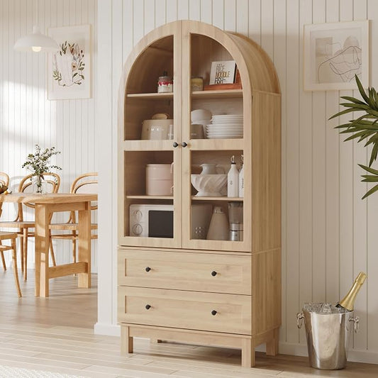 71" Tall Arched Kitchen Pantry, Kitchens Pantry Storage Cabinet by Furnify