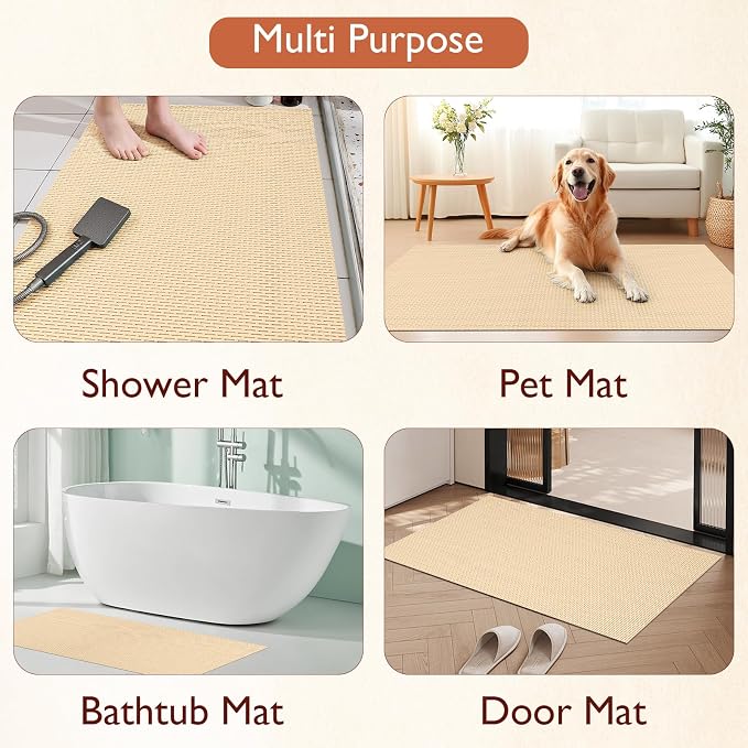 Extra Large Non-Slip Shower Mat, Fast-Dry PVC Bath Stall Tub Mat, Drain-Hole - Image 8