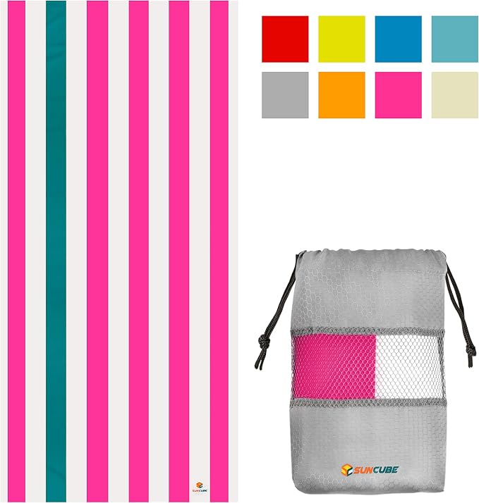 SUN CUBE Microfiber Beach Towel, Quick Dry Sand Free Beach Towel, Lightweight - Image 2