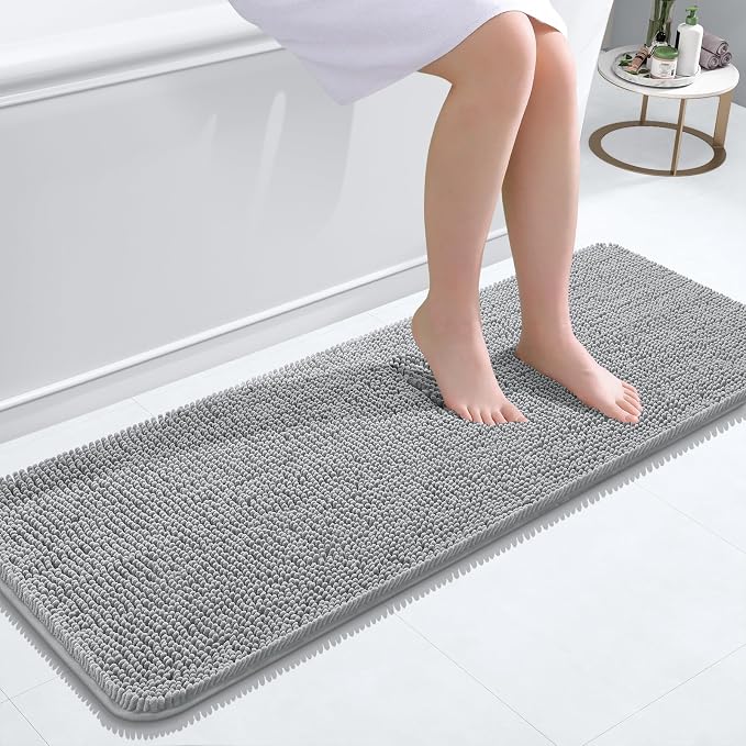 OLANLY Bathroom Rugs 47x17, Extra Soft Absorbent Chenille Bath Rugs, Rubber by OLANLY