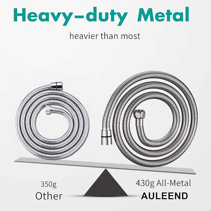 AULEEND，59 inch，encrypted shower hose 304 stainless steel metal - Image 4