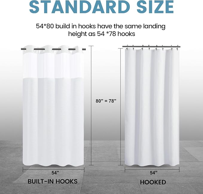 White Stall No Hook Shower Curtain - Image 7