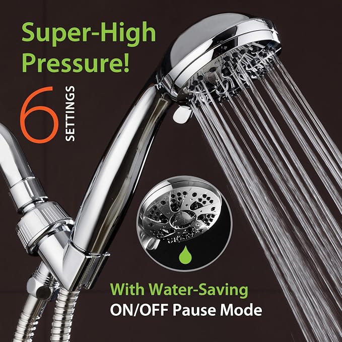 AquaDance For California High Pressure 6-Setting 3.5" Chrome Face Handheld - Image 2