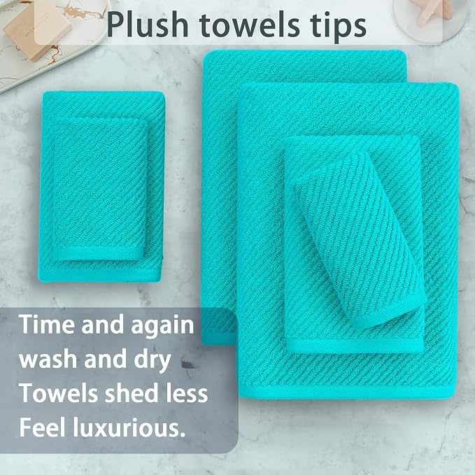 Turquoise Bath Towel with Hanging Loop - Image 3
