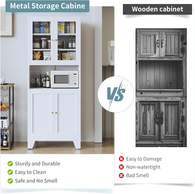 69" Tall Modern Metal Pantry Cabinet - Image 5