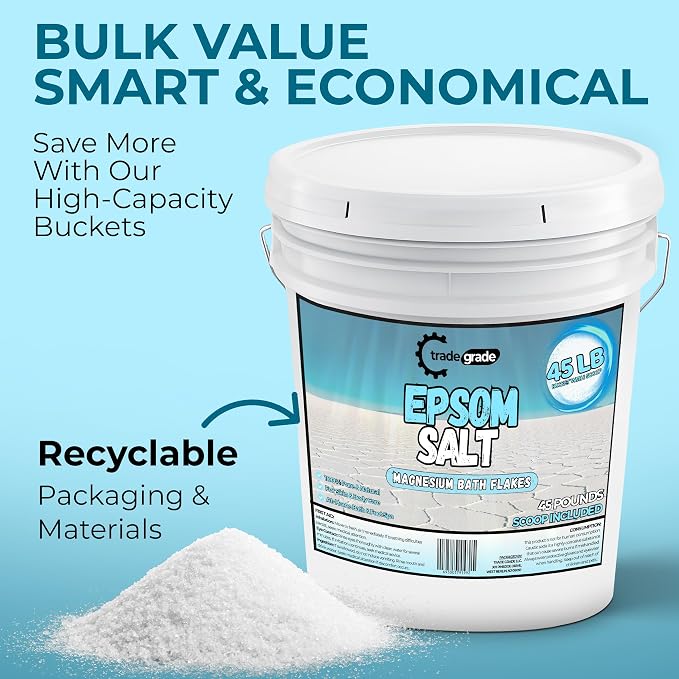 Epsom Salt Bath Soak 45 lb Bucket – Unscented, Pure Epsom Salt Bulk Crystals - Image 4