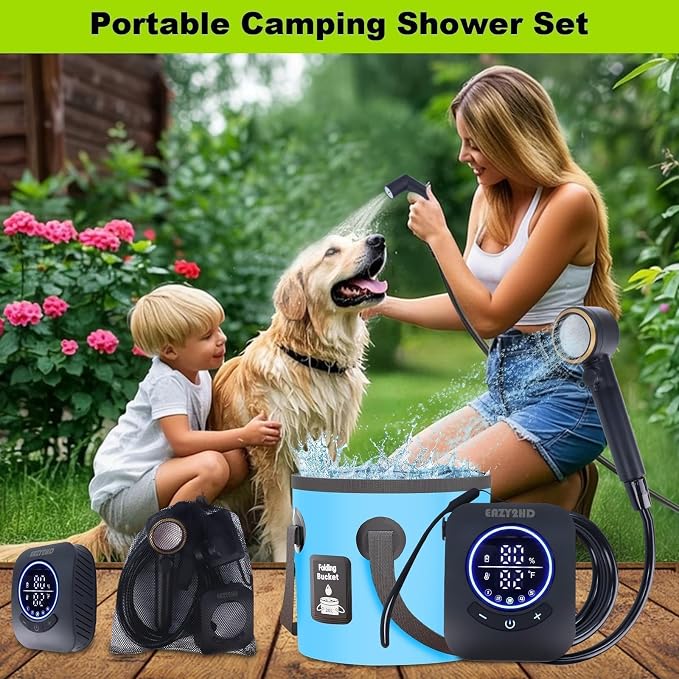 Eazy2hD Portable Camping Shower 8000mAh Rechargeable Outdoor Shower Pump - Image 6
