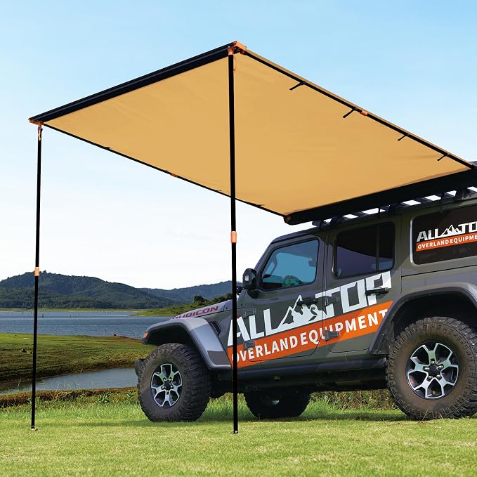 ALL-TOP Vehicle Awning 8.2'x8.2' Roof Rack Pull-Out Sun Shade UV50+, - Image 6