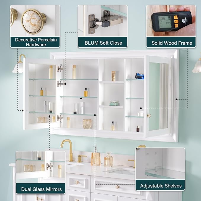 WELLFOR 55"x 32" Bathroom Medicine Cabinet - Image 6