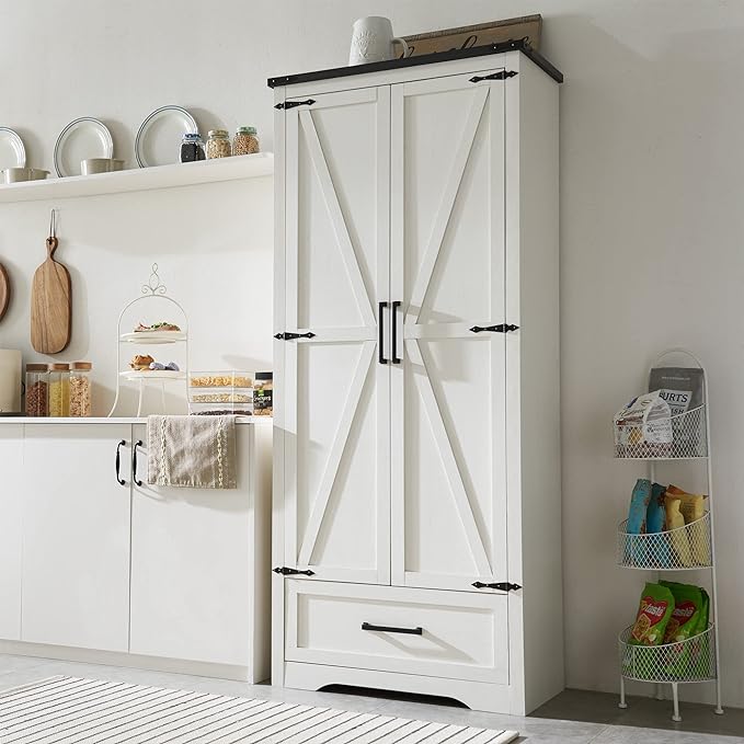 JXQTLINGMU Farmhouse Kitchen Pantry Cabinet by JXQLINGMUFurniture