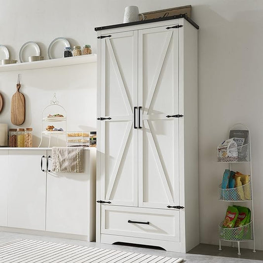 JXQTLINGMU Farmhouse Kitchen Pantry Cabinet by JXQLINGMUFurniture