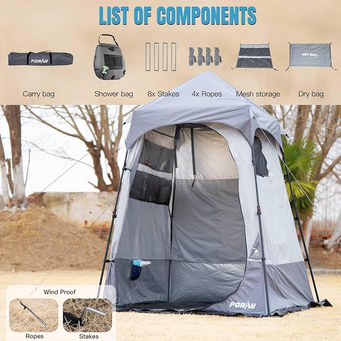 Camping Shower Tent Deluxe Changing Room Easy Set Up Privacy Shelter, Large - Image 7