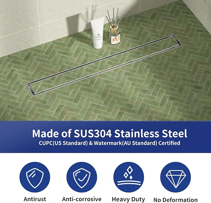 Linear Shower Drain 24", Brushed Floor Drain - Image 5