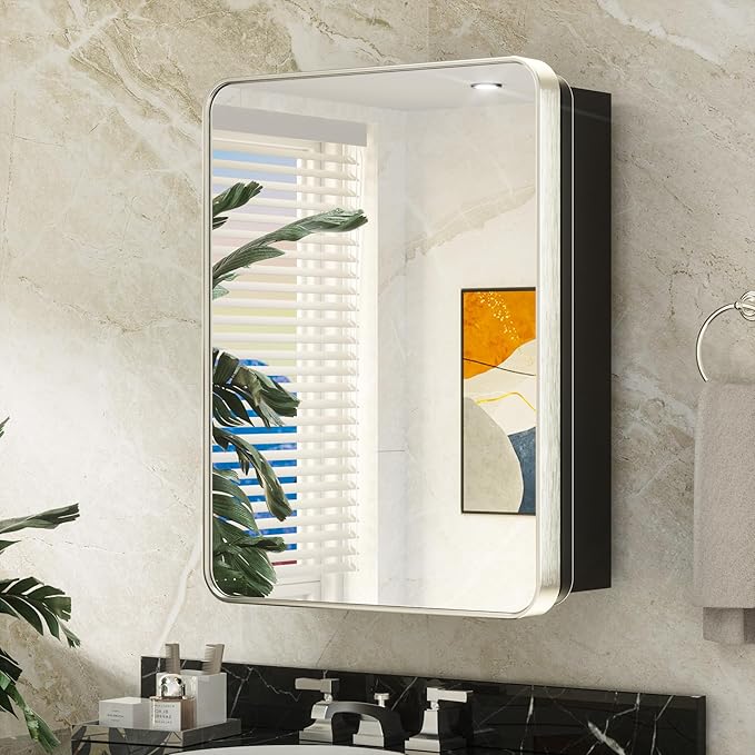 Keonjinn 20 x 26 Inch Brushed Nickel Recessed Medicine Cabinets, Bathroom by Keonjinn