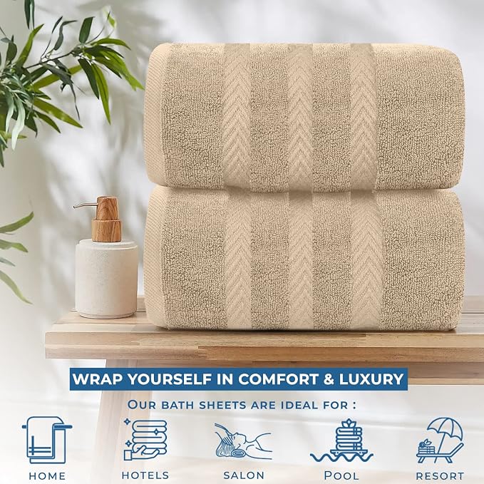 DAN RIVER 2 Pack Luxury Bath Sheets 35x70, 600 GSM, Soft & Quick Dry 100% Ring - Image 6