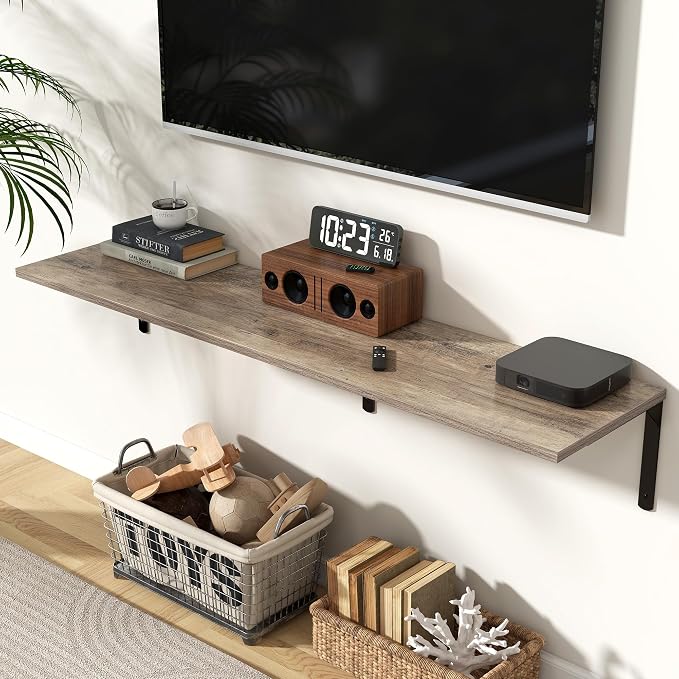 Fun Memories Floating Shelves for Wall, 12 Inch Deep Floating Shelves Set of 2 - Image 2