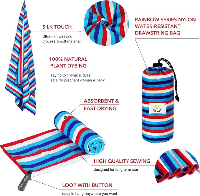 4Monster Microfiber Beach Towel Quick Dry, Super Absorbent Lightweight Travel - Image 3