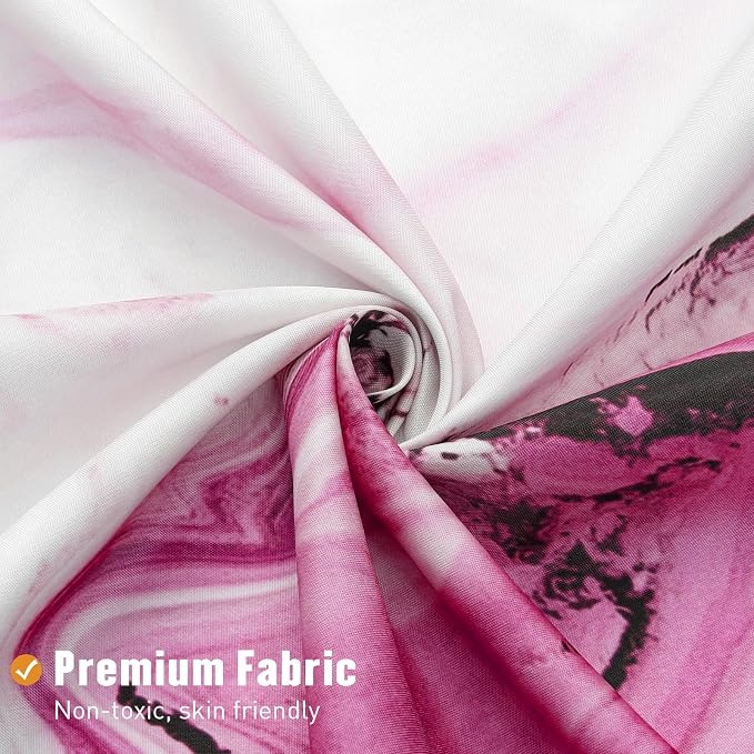MitoVilla Hot Pink Marble Shower Curtain, Modern Ombre Fabric Cloth Shower - Image 5