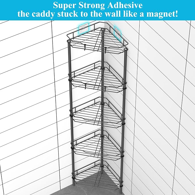 5 Tier Floor Standing Corner Shower Caddy Organizer Shelf - Image 2