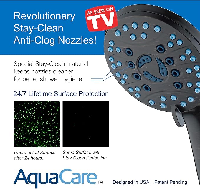 Hotel Spa AquaCare High Pressure 8-mode Handheld Shower Head, Anti-clog Nozzles - Image 3