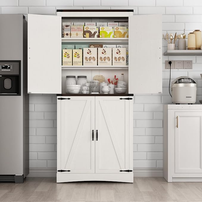 71" Tall Kitchen Pantry, Farmhouse Storage Cabinet - Image 7