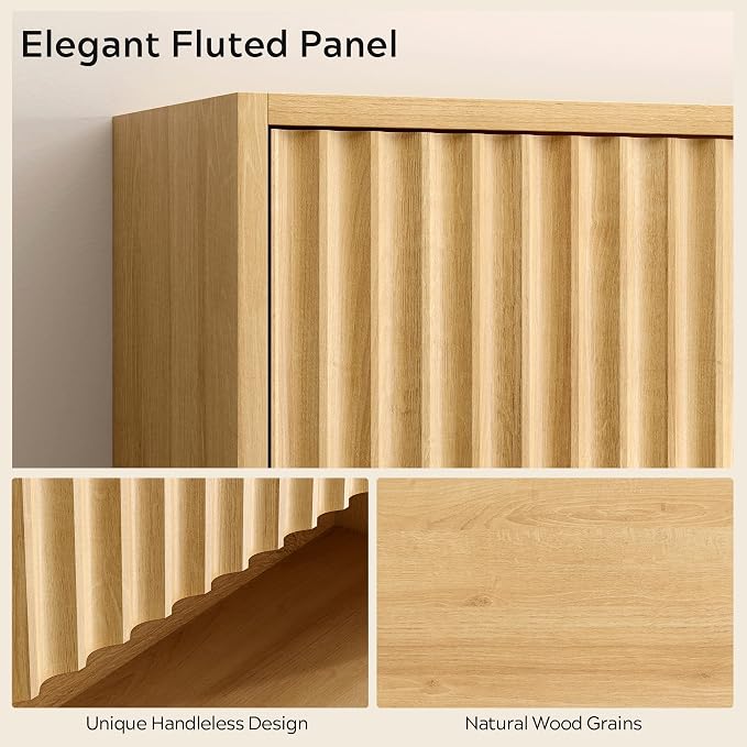 Fluted Wall Cabinet Set of 2, Wooden Bathroom Medicine Cabinet Storage - Image 4